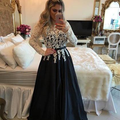 Prom Dress Long Sleeves Black Formal Occasion..