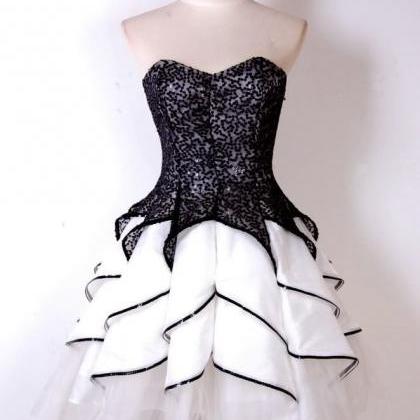Black Glitter Short Party Dress With Black Trim