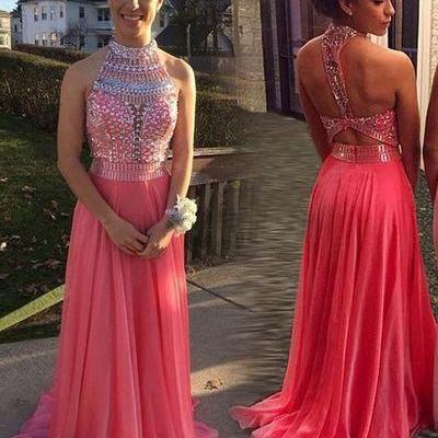 Beautiful Halter Chiffon Prom Dresses main image 0