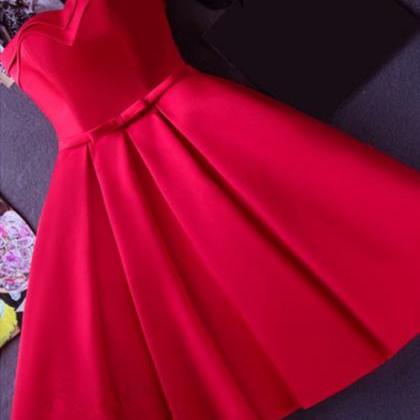 Berry Short Satin Semi Formal Dress