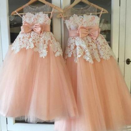 Peach Flower Girl Dress