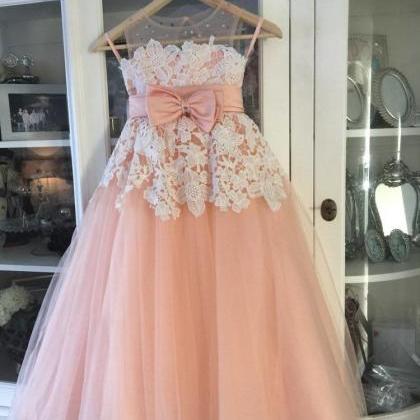 Peach Flower Girl Dress