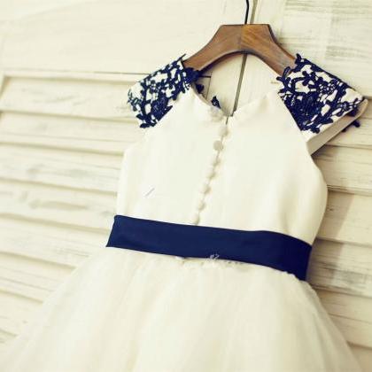 White Satin Flower Girl Dress With Organza Overlay