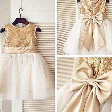 Tulle/sequin Flower Girl Dress With Bow