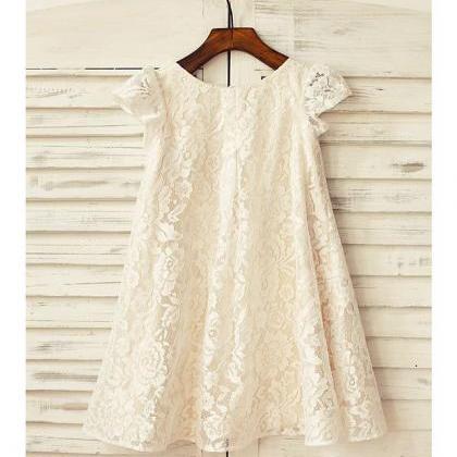 Champagne Lace Flower Girl Dress