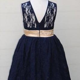 Navy Lace Girl Dress