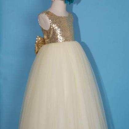 Champagne Communion Pageant Girl Dress With Sequin..