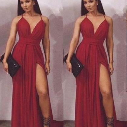 Red Maxi Dress With Side Slit
