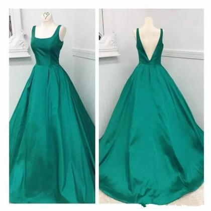 Square Neck Emerald Green Prom Dress on Luulla