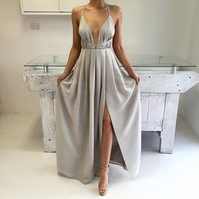Gorgeous Evening Maxi Dress With Slit For Weddings..