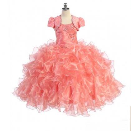 Ruffled Ball Gown Pageant Dress With Balero Jacket