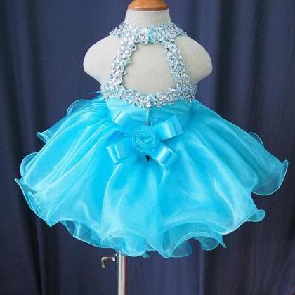 Ice Blue Infant Toddler Baby Girl Dress With..