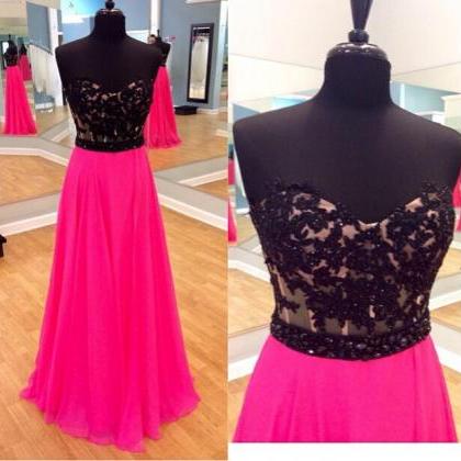Long Formal Occasion Dress With Black Lace