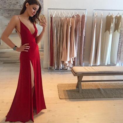 Red Maxi Dress With Splits
