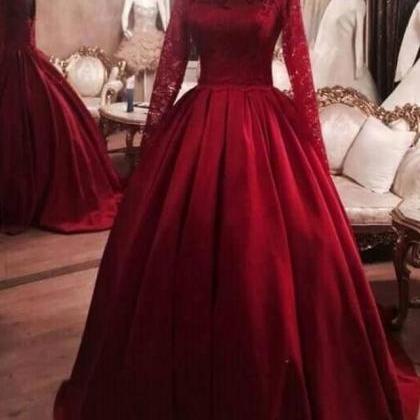 Princess Ball Gown Dress With Lace Long Sleeves