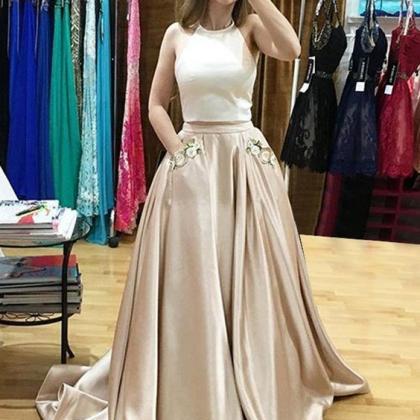 Two Pieces Prom Dress With Pockets