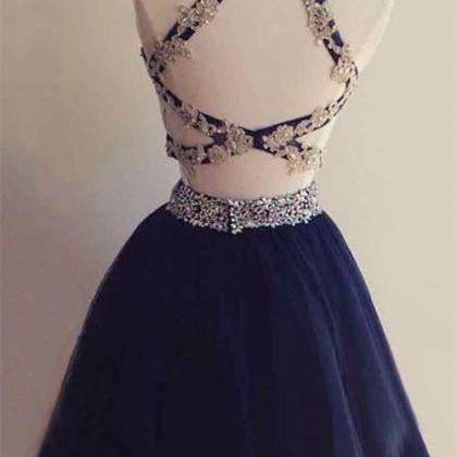 Black 2 Piece Long Sleeve Junior Prom Dress GTEEN092