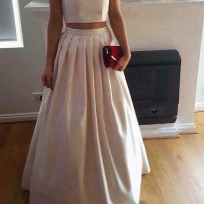 Simple Pearl Ivory Two Pieces Prom Dresses