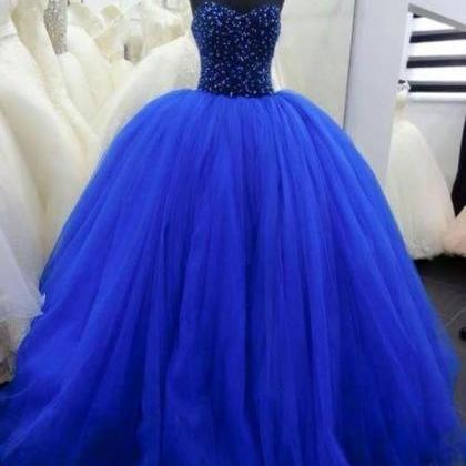 Royal Blue Ball Gown Quinceanera Dress With Beads