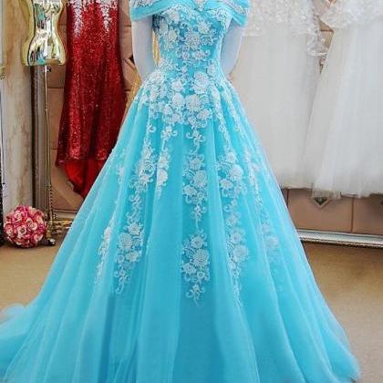 Off The Shoulder Ice Blue Formal Occasion Dress