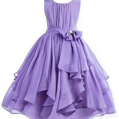 A-line Scoop Neck Chiffon Floor-length Sashes..
