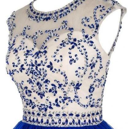 Princess Dusty Blue Floral Homecoming Dress, Cute Short Graduation Dress OM465