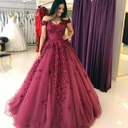 Off The Shoulder Long Pageant Dress With Lace..