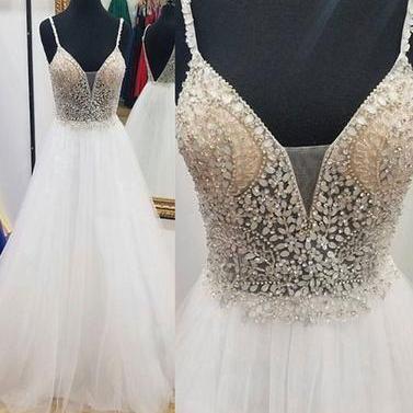 Prom Dress With Beaded Spaghetti Straps