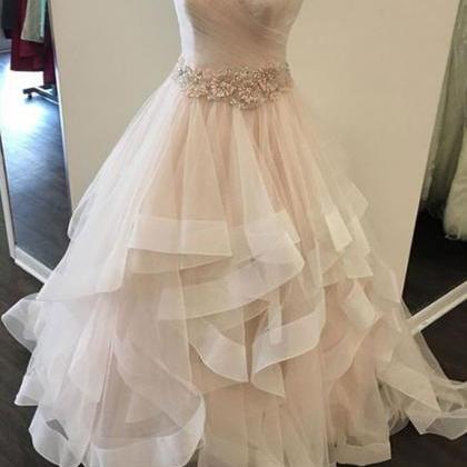 Sleeveless Tiered Ball Gown Prom Dress With..