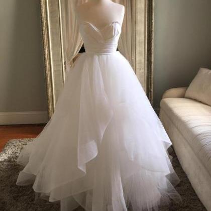 A-line V Neck Sleeveless Ivory Wedding Dress