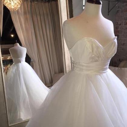 A-line V Neck Sleeveless Ivory Wedding Dress