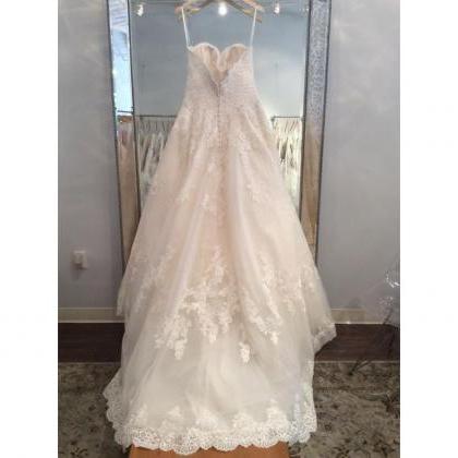 Sleeveless Blush Wedding Dress Lace Bridal Dress