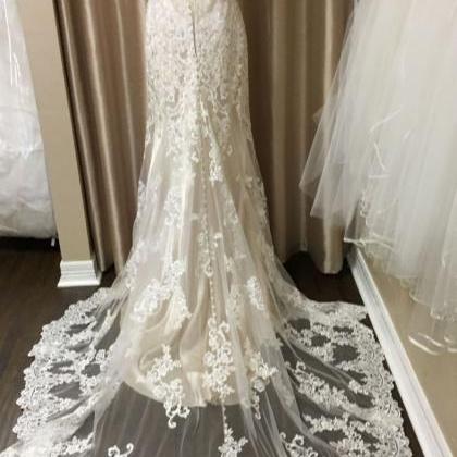 Cap Sleeves Ivory Lace Wedding Dress