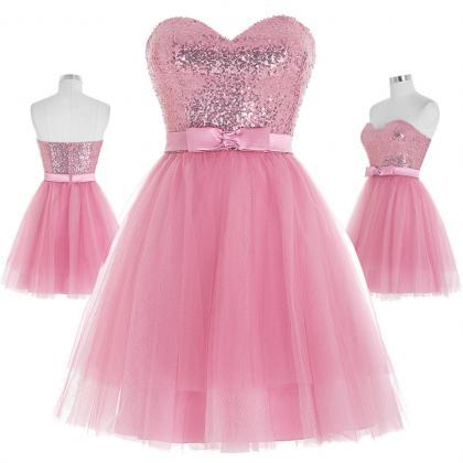 Short Pink Party Dress Homecoming D..
