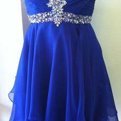 Sleeveless Short Royal Blue Homecoming Dress With..