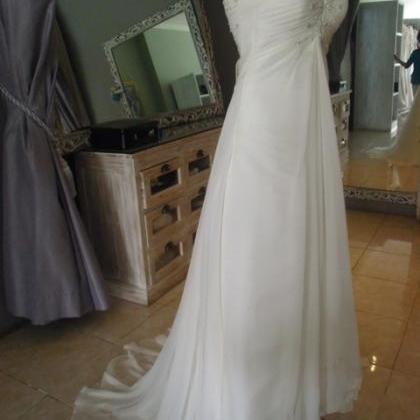 Sleeveless Ivory Chiffon Spring Wedding Dress