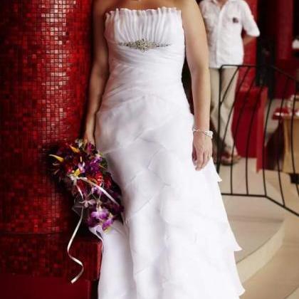 Strapless Tiered Organza Wedding Dress