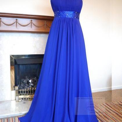 Royal Blue One Shoulder Evening Dress