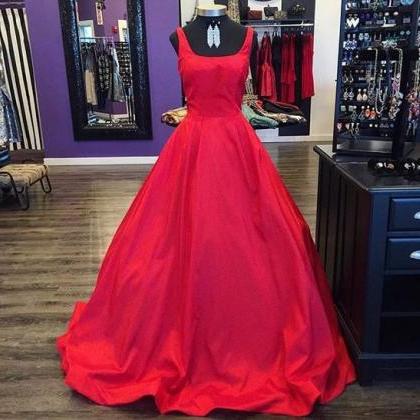 Square Neckline Red Ball Gown Prom Dress on Luulla