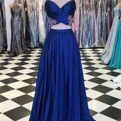 Royal Blue Two Pieces Prom Dress
