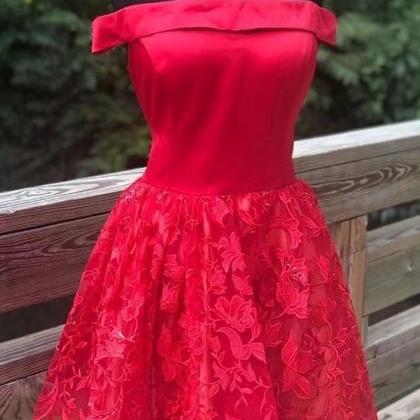 Off The Shoulder Red Homecoming Dress