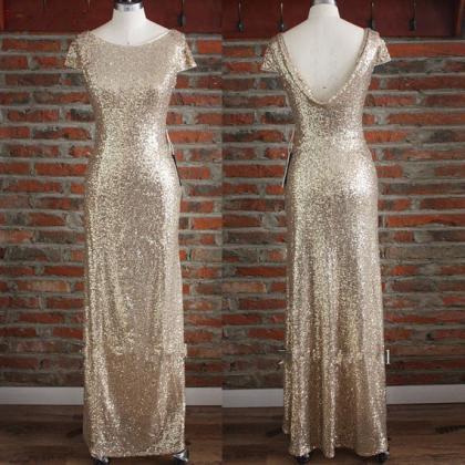 Champagne Gold Sequin Bridesmaid Dress