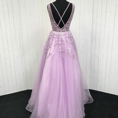 V Neck Long Prom Dress Gown