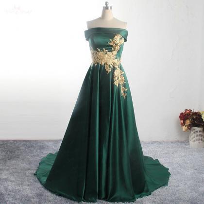 Off The Shoulder Evening Gowns Emerald Green Long..