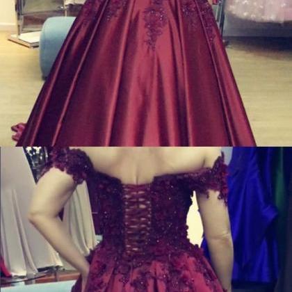 Off The Shoulder Corset Prom Dress With Beaded..