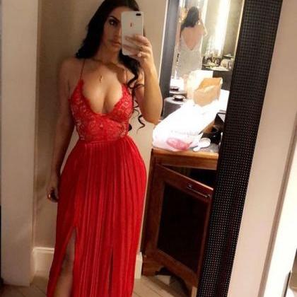 Red Maxi Dress With Slits