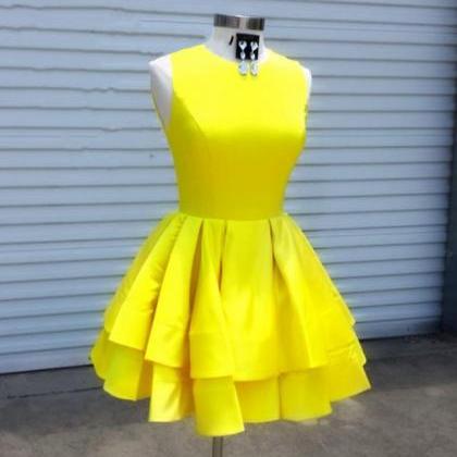 Lovely Yellow Tulle Short Party Dresss, Yellow Short Homecoming Dress Formal Dress
