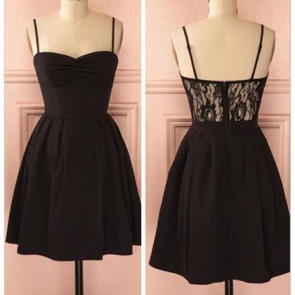 Short Black Homecoming Dress With Adjustable..
