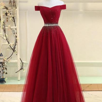 Off The Shoulder Bright Red Pageant Dress Long..