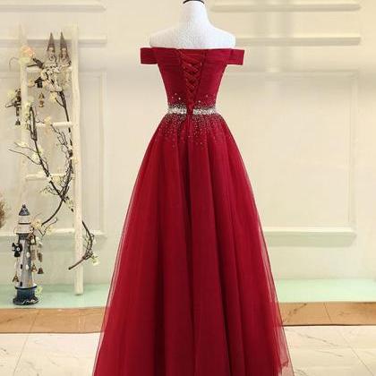 Off The Shoulder Bright Red Pageant Dress Long..